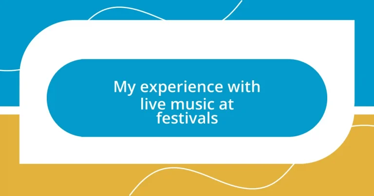 My experience with live music at festivals