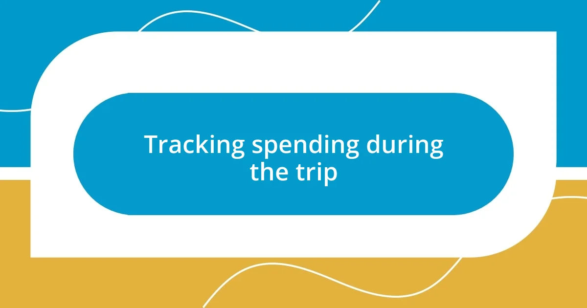 Tracking spending during the trip